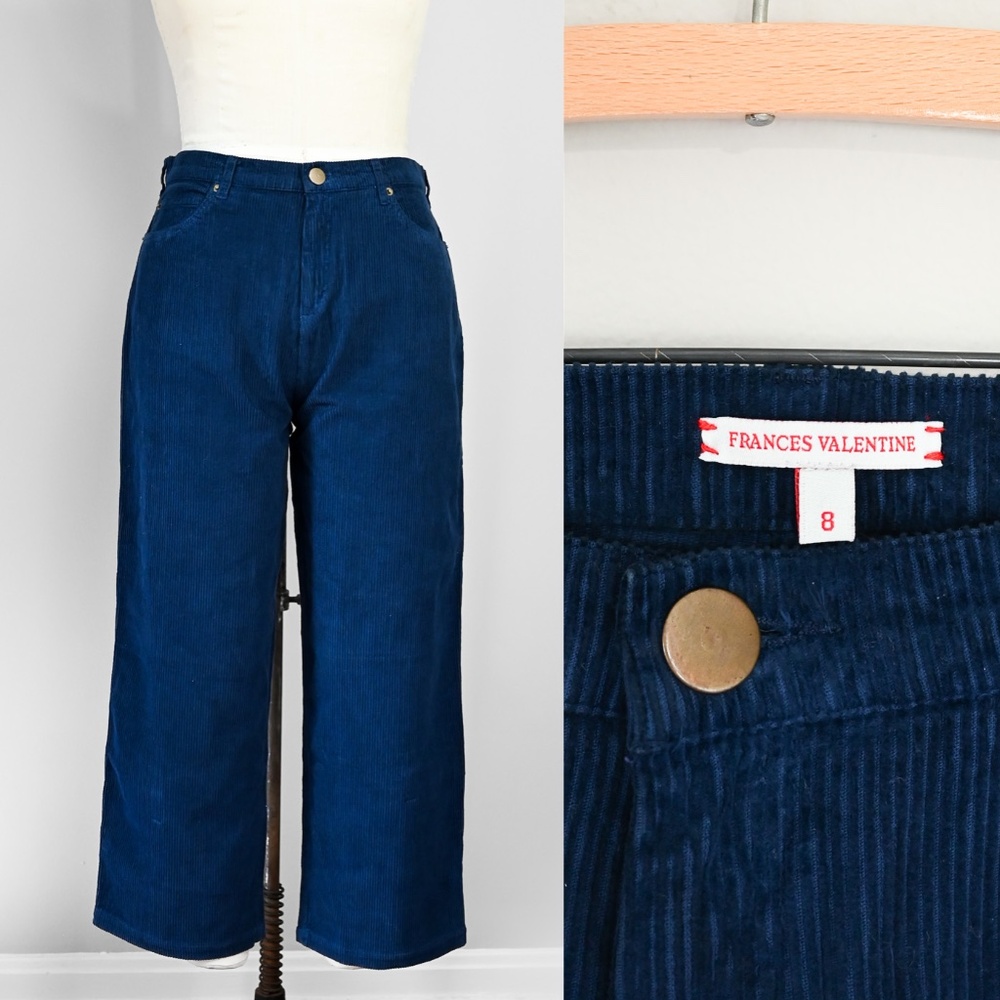 Frances Valentine Corduroy Wide Leg Pants - high rise Jane Mini dark blue 16 xl